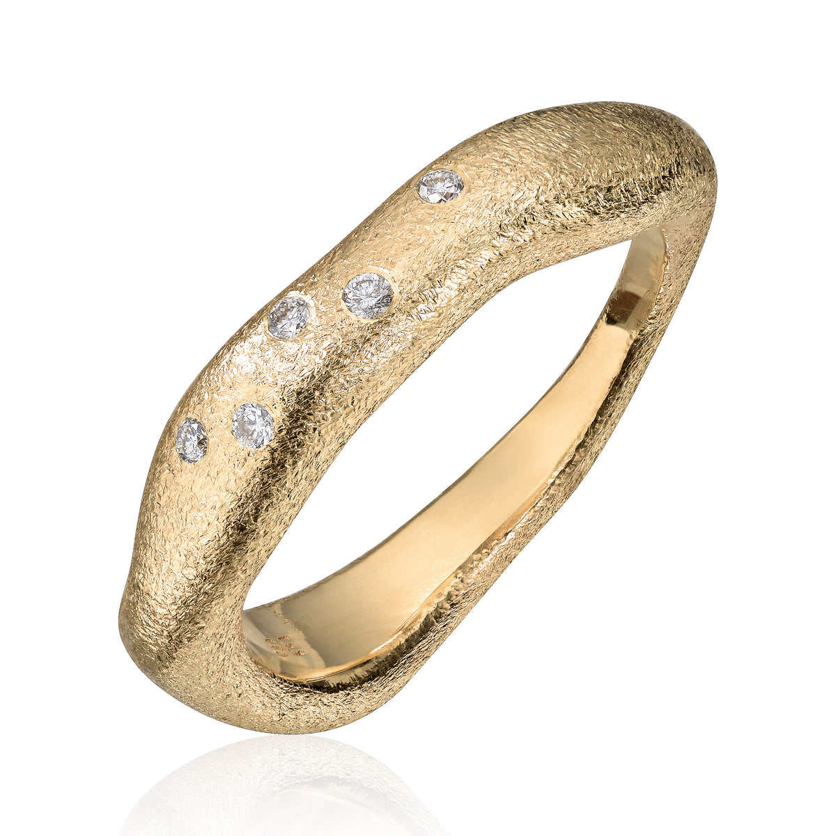 Visholm Design ring i 585 gult gull med diamant 0,05 ct, 4,6 mm