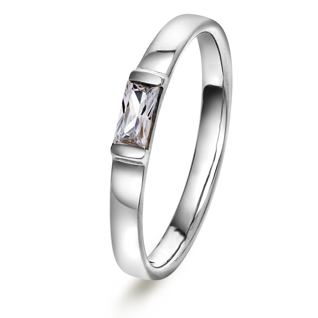 Verona ring i 925 sølv med zirkonia, rhodinert 3 mm, bilde 1 av 4