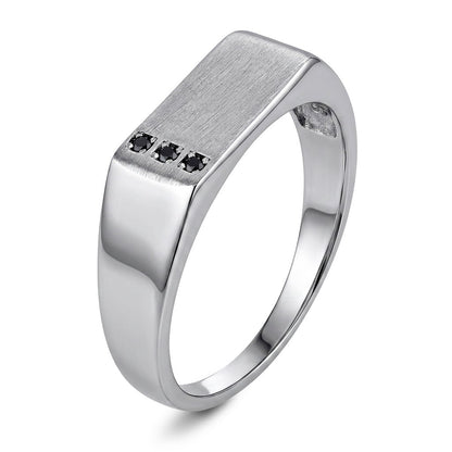 Ring i 925 sølv med sort zirkonia, 6 mm høy, bilde 1 av 8