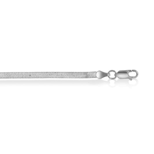 Halskjede i rhodinert sølv, flat slange 3,4 mm, 45 cm