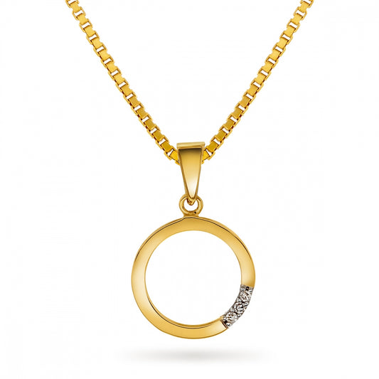 Anheng i gull med diamant, sirkel 10 mm