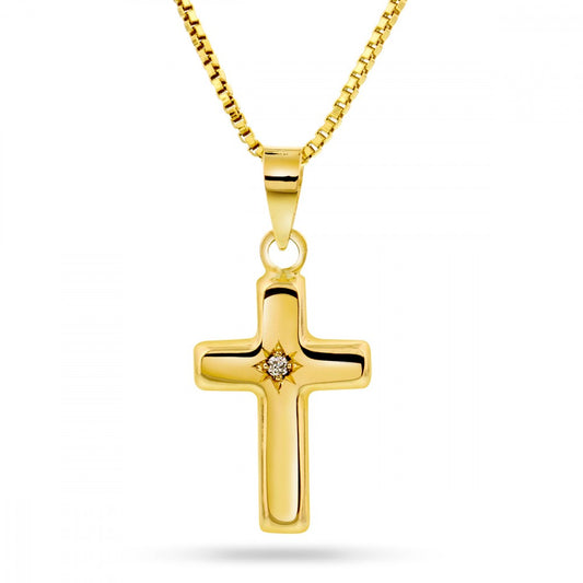 Min Første Diamant anheng i gull med diamant, kors, bilde 1 av 2