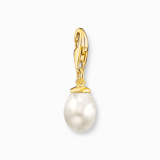 Charm anheng hvit perle gullbelagt 1996-430-14
