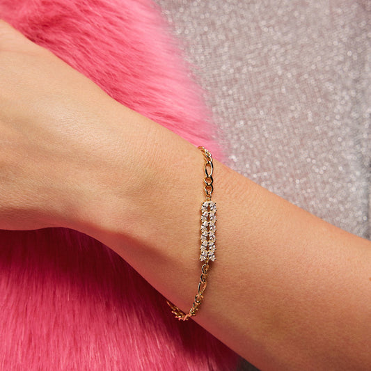 Glam armbånd i forgylt sølv med zirkonia, 25 mm bredt, bilde 2 av 3
