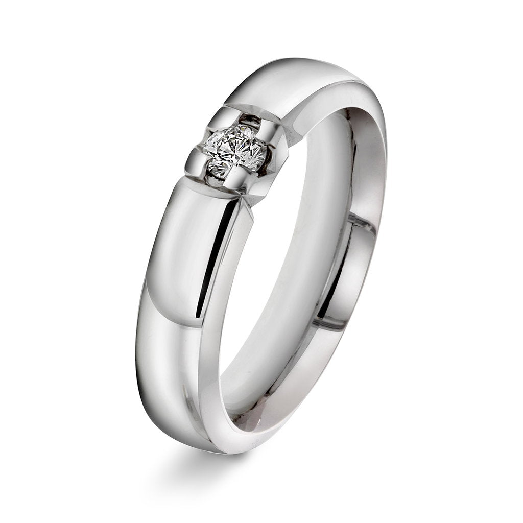 Beta ring i 14 karat hvitt gull med diamant 0,15 ct, bilde 1 av 4