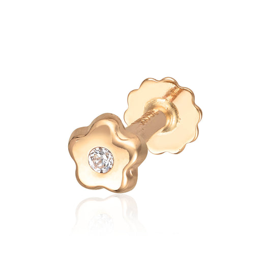 Carmen Floral Spark piercing i 585 gult gull med zirkonia