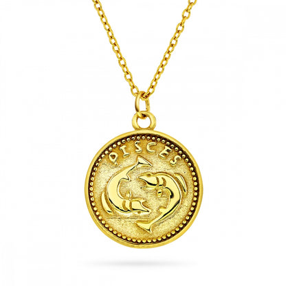 Zodiacs anheng i forgylt sølv, tosidig, 16 mm, bilde 2 av 24