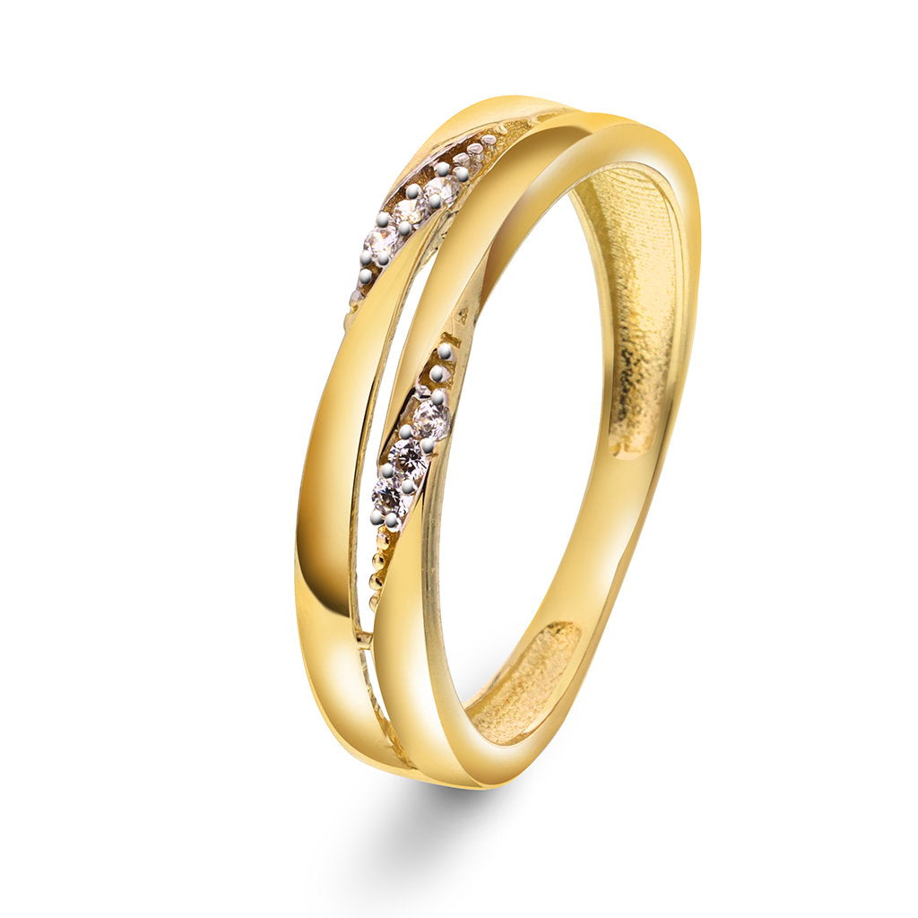 Ring i 585 gult gull med zirkonia, toskinnet, 4,1 mm, bilde 1 av 3