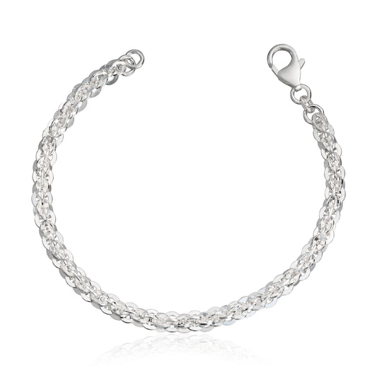 Double Round link armbånd i 925 sølv, 4,7 mm
