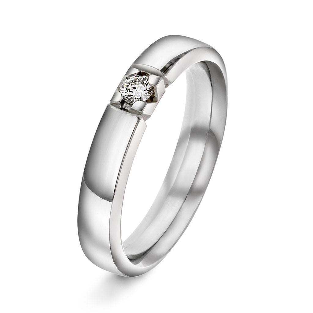 Beta alliansering i 14 karat hvitt gull med diamant 0,10 ct TWSI, bilde 1 av 3
