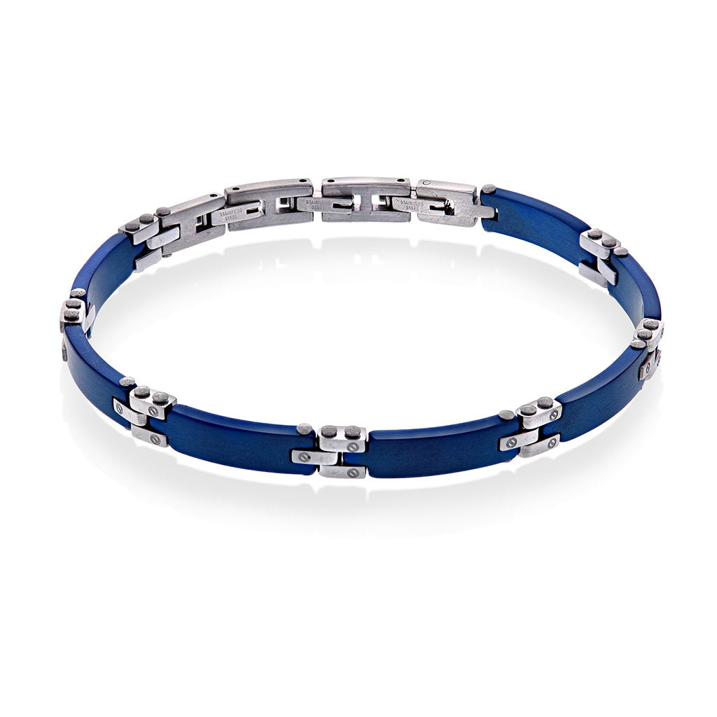 Armbånd i stål med blå finish, 6,2 mm, 21,5 cm, bilde 1 av 4