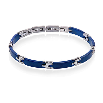Armbånd i stål med blå finish, 6,2 mm, 21,5 cm, bilde 1 av 4