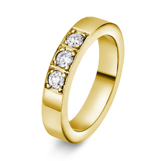 Delta ring i 14 karat gult gull med diamant 0,30 ct, 4 mm