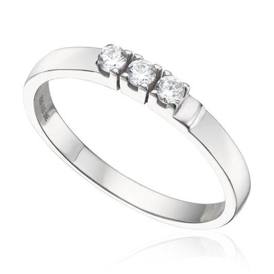Alva ring i 925 sølv med zirkonia, 3 mm bred