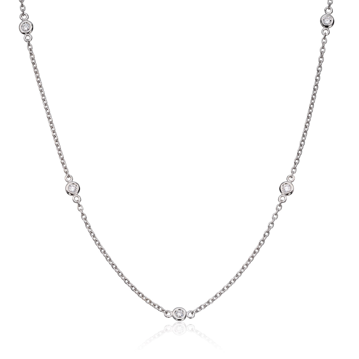 Carmen halskjede i 585 hvitt gull med diamant, 45 cm