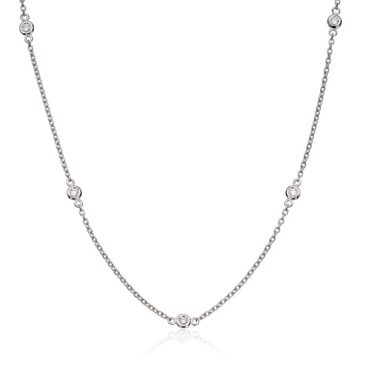 Carmen halskjede i 585 hvitt gull med diamant, 45 cm