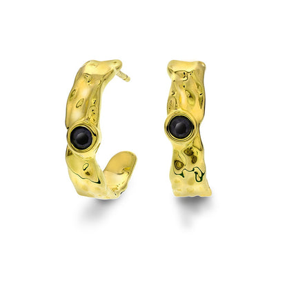 Shapes øredobber i forgylt sølv med sort zirkonia, 17 mm, bilde 1 av 4