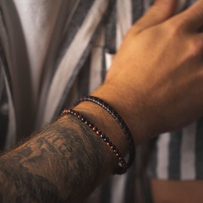 Tigerøye armbånd i stål med perle, bilde 5
