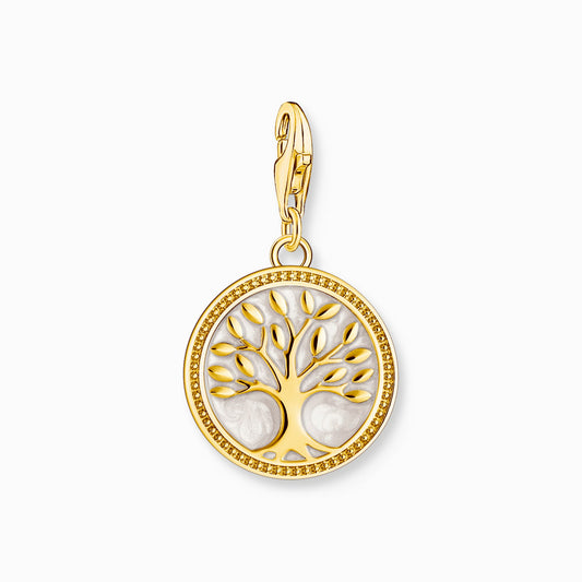 Gullbelagt Tree-of-love sjarmanheng med hvit kald emalje 2057-427-39