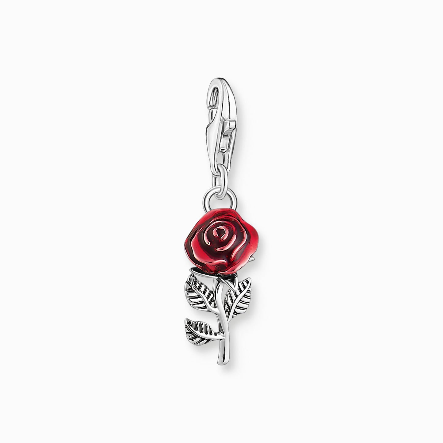 Sølvsvertet sjarmanheng i rød rosedesign  2076-664-10