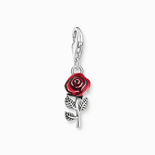 Sølvsvertet sjarmanheng i rød rosedesign  2076-664-10