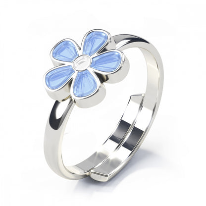 Ring i sølv med blomst i glassemalje, bilde 3 av 8