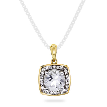 Anheng i 14 karat gult gull med topas og diamant 0,07 ct, bilde 1 av 3