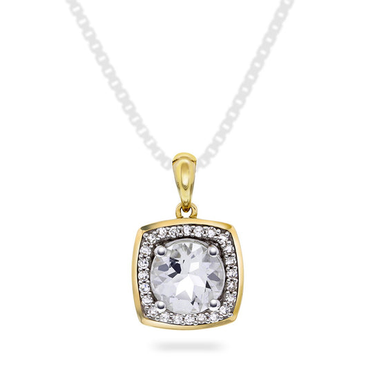 Anheng i 14 karat gult gull med topas og diamant 0,07 ct, bilde 1 av 3