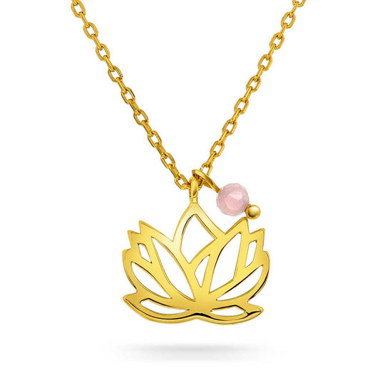 Lotus smykke i sølv med rosenkvarts 221415