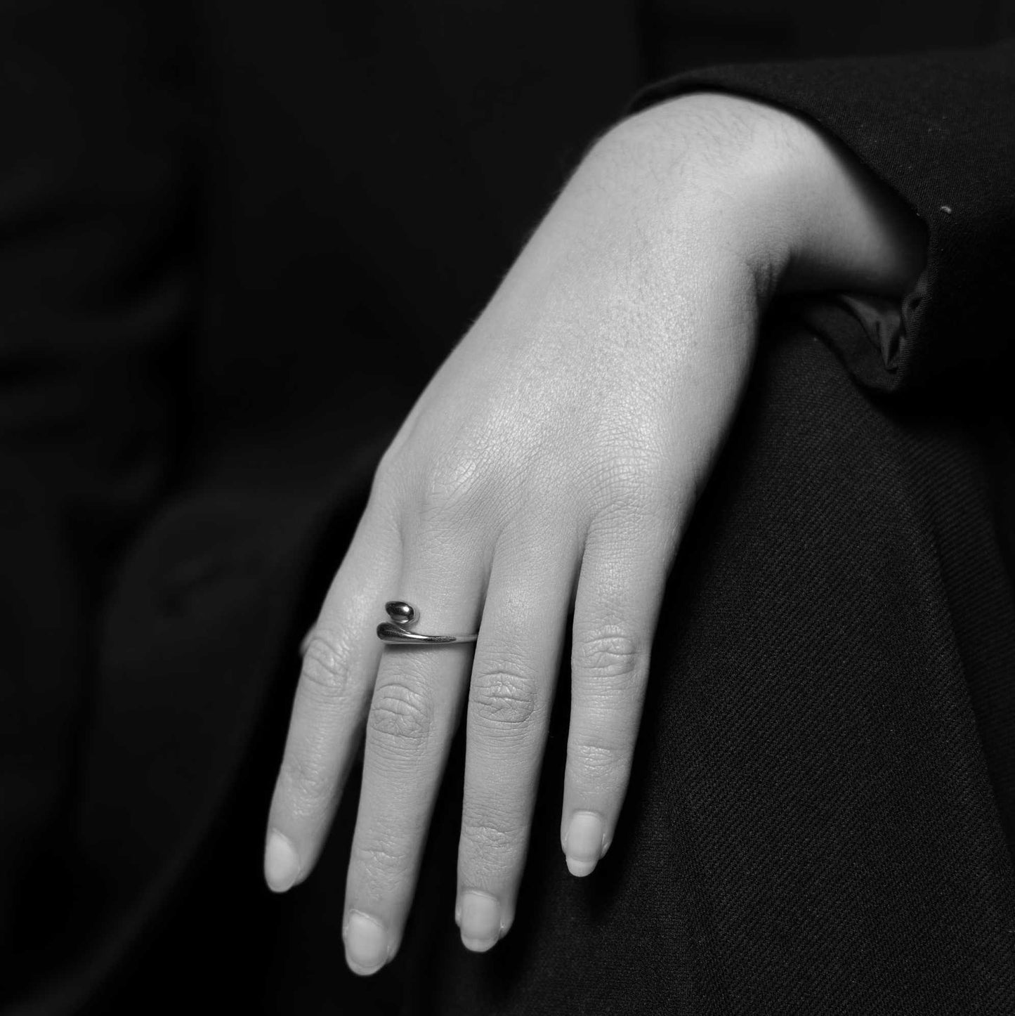Edge ring i sølv, justerbar 221449
