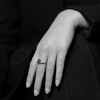 Edge ring i sølv, justerbar 221449