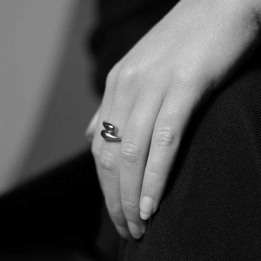 Edge ring i sølv, justerbar 221449