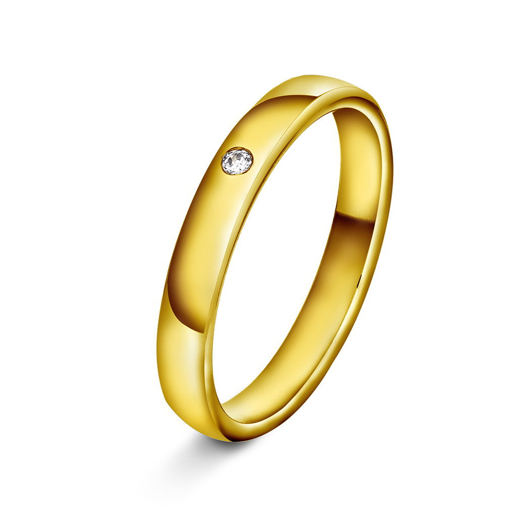 Forever giftering i 14 karat gull med diamant 0,02 ct, 3 mm, bilde 1 av 3