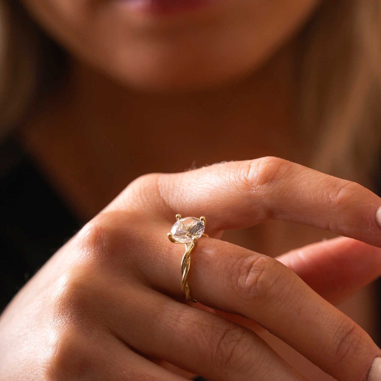 Ring i gull med bergkrystall 22200012-01
