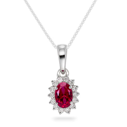 Anheng i 14 karat hvitt gull med rubin og diamant 0,14 ct, bilde 1 av 4