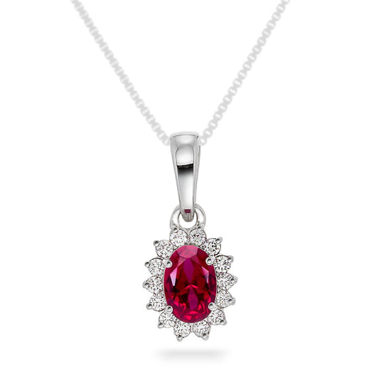 Anheng i 14 karat hvitt gull med rubin og diamant 0,14 ct, bilde 1 av 4