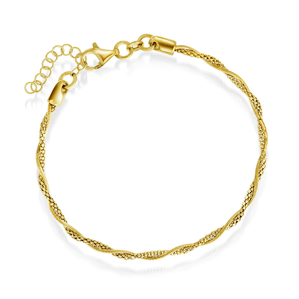 Tvunnet armbånd i forgylt sølv 2,5 mm, 18 cm