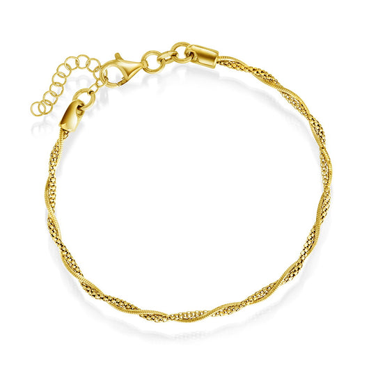 Tvunnet armbånd i forgylt sølv 2,5 mm, 18 cm