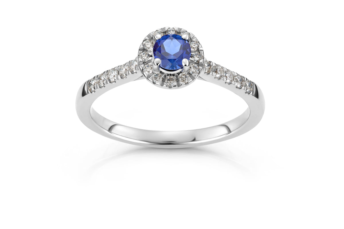 Svolder ring i 585 gull med safir og 0,26 ct diamanter, bilde 1 av 2