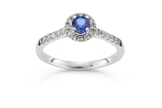 Svolder ring i 585 gull med safir og 0,26 ct diamanter, bilde 1 av 2