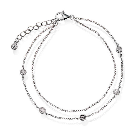 Heat double chain armbånd i sølv 240329