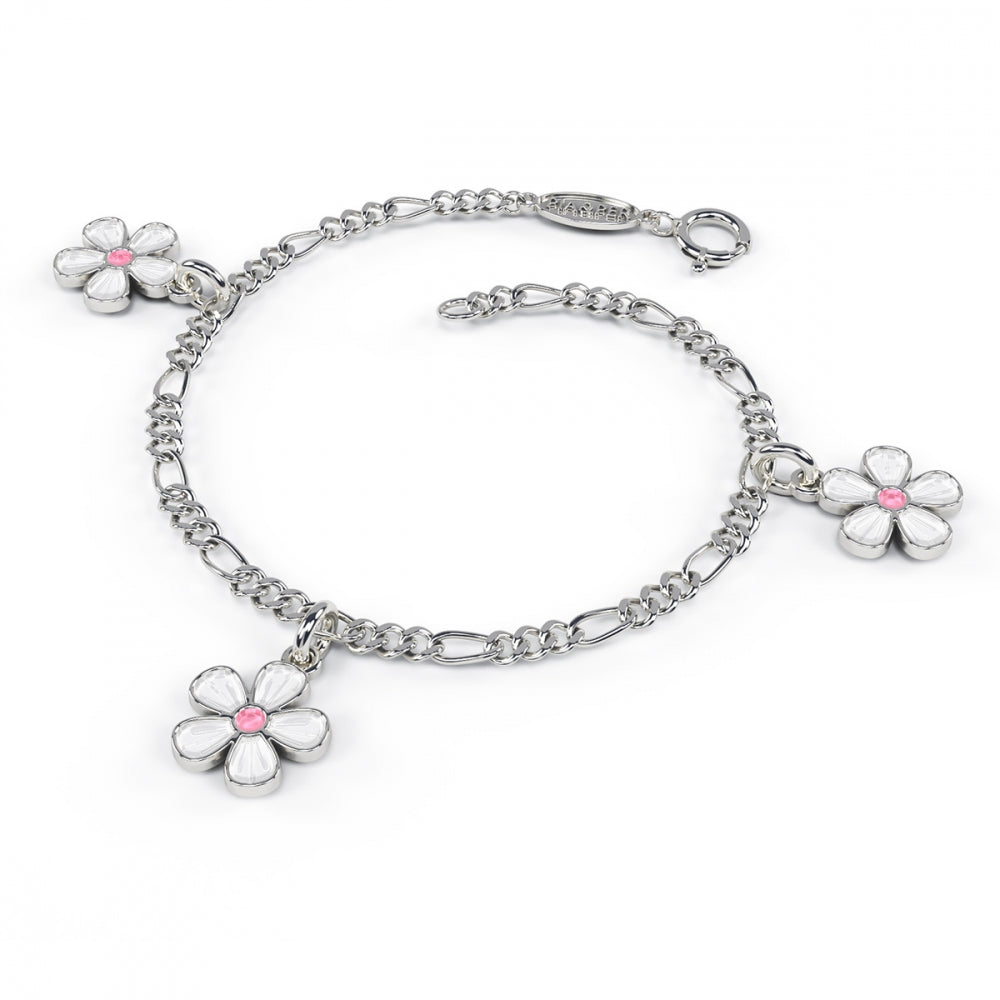 Armbånd i sølv med tre blomster i glassemalje, bilde 1 av 8