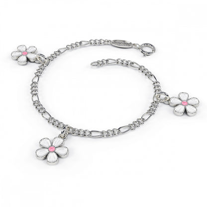 Armbånd i sølv med tre blomster i glassemalje, bilde 1 av 8