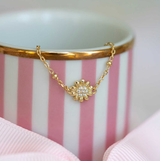 Armbånd i sølv med zirkonia blomst 25329