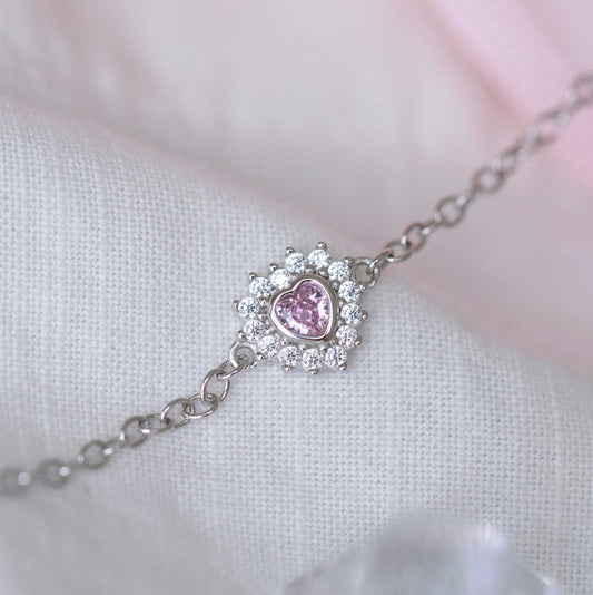 Armbånd i sølv med zirkonia hjerte 25382