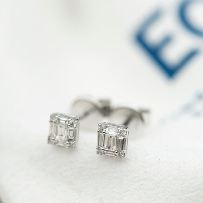 Øredobber i 14 karat hvitt gull med diamant 0,35 ct, bilde 3 av 3