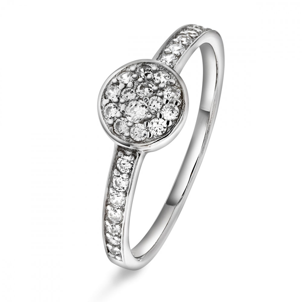Ring i sølv med zirkonia, størrelse 54