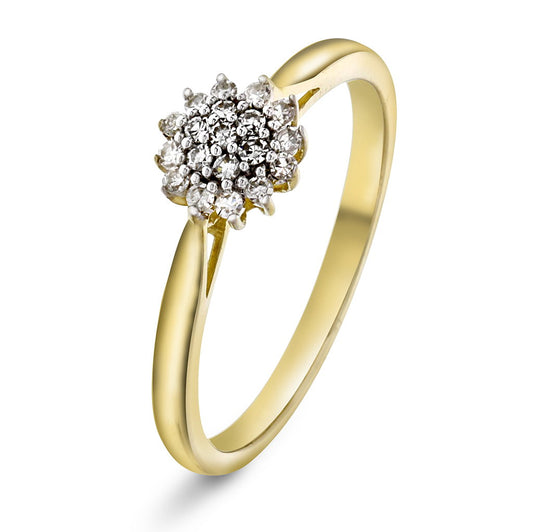 Ring i 14 karat gull med diamant 0,15 ct, rosett 6,8 mm, bilde 1 av 3