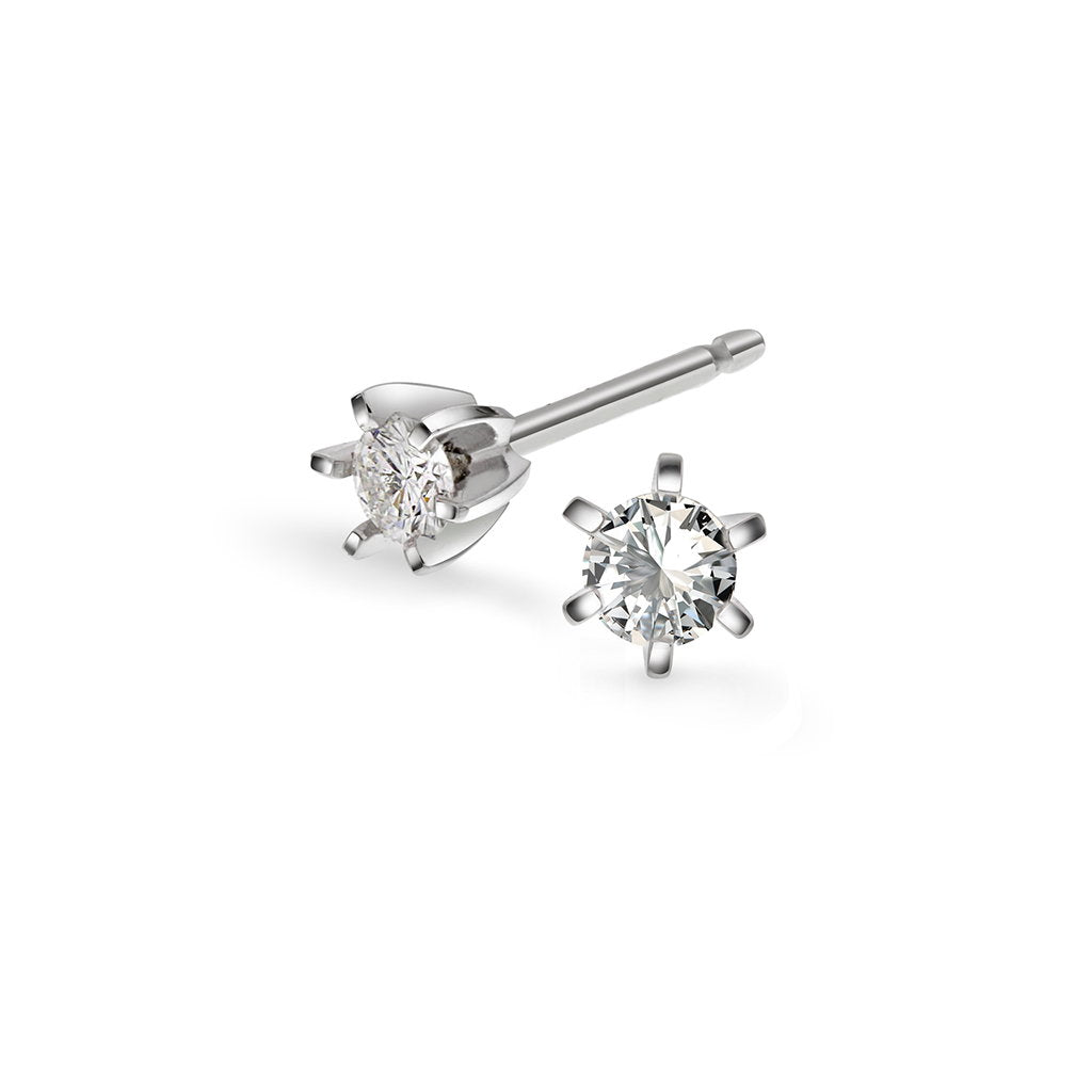 Superstar øredobber i 14 karat hvitt gull med diamant 0,20 ct