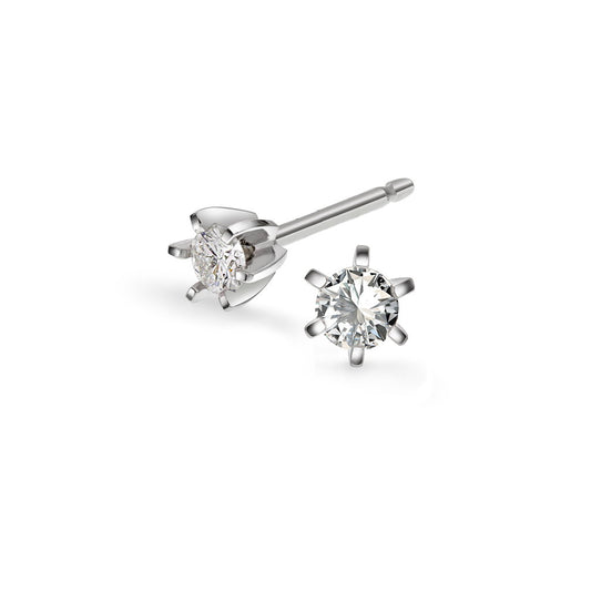 Superstar øredobber i 14 karat hvitt gull med diamant 0,20 ct
